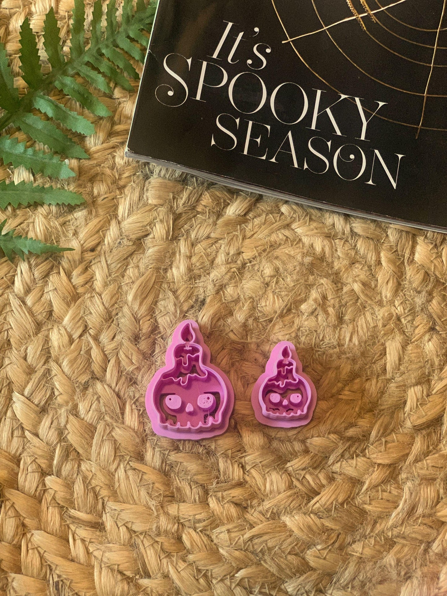 Cute Skull Candle cutter for Polymer Clay, witchy, autumn, spooky, halloween, fun, kids, clay craft, earring/jewelry making supplies/tools