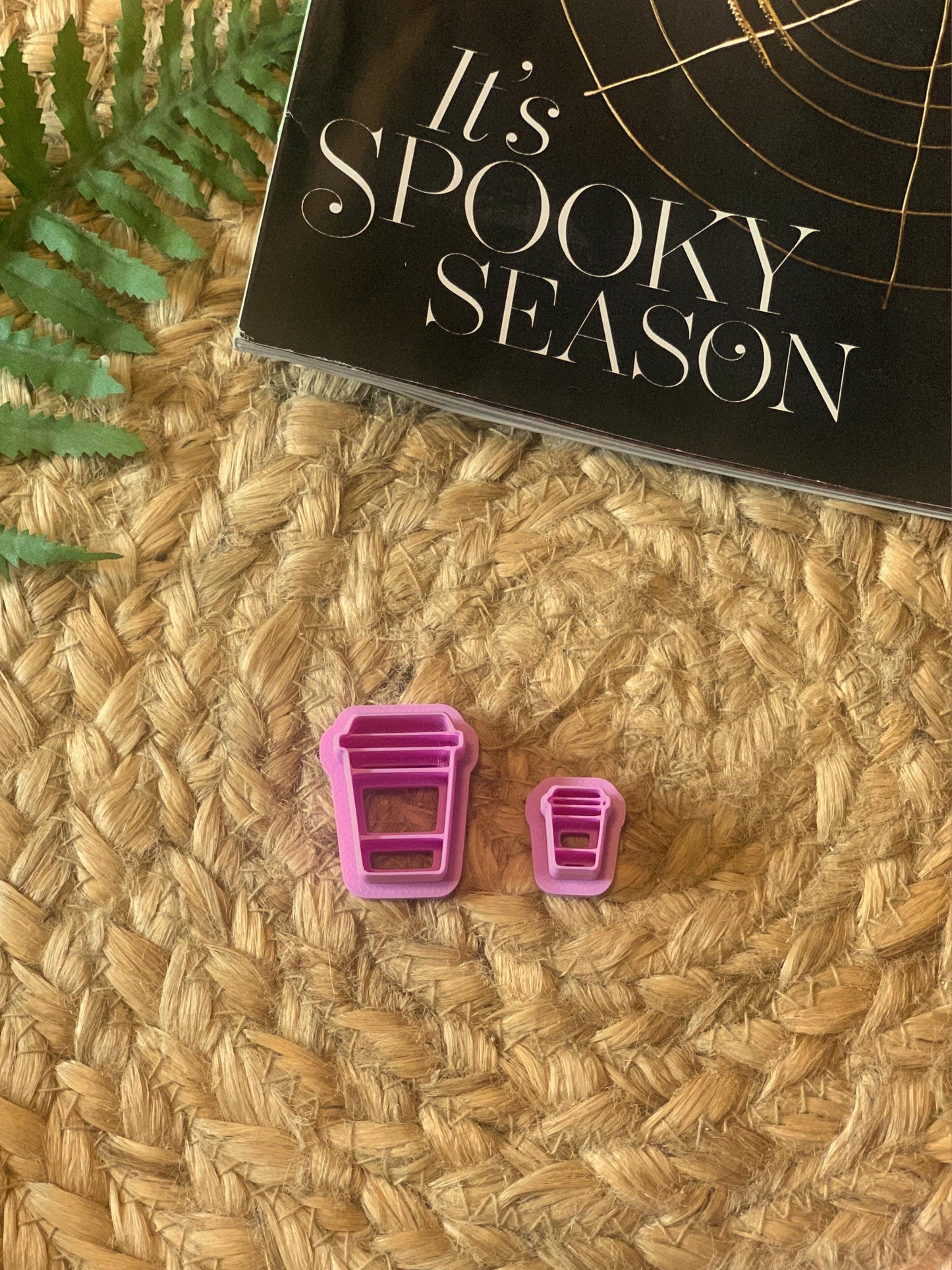 Travel Coffee cutter for Polymer Clay, autumn, spooky, halloween, cozy, clay craft, stud earrings/jewelry making supplies/tools, 2 sizes