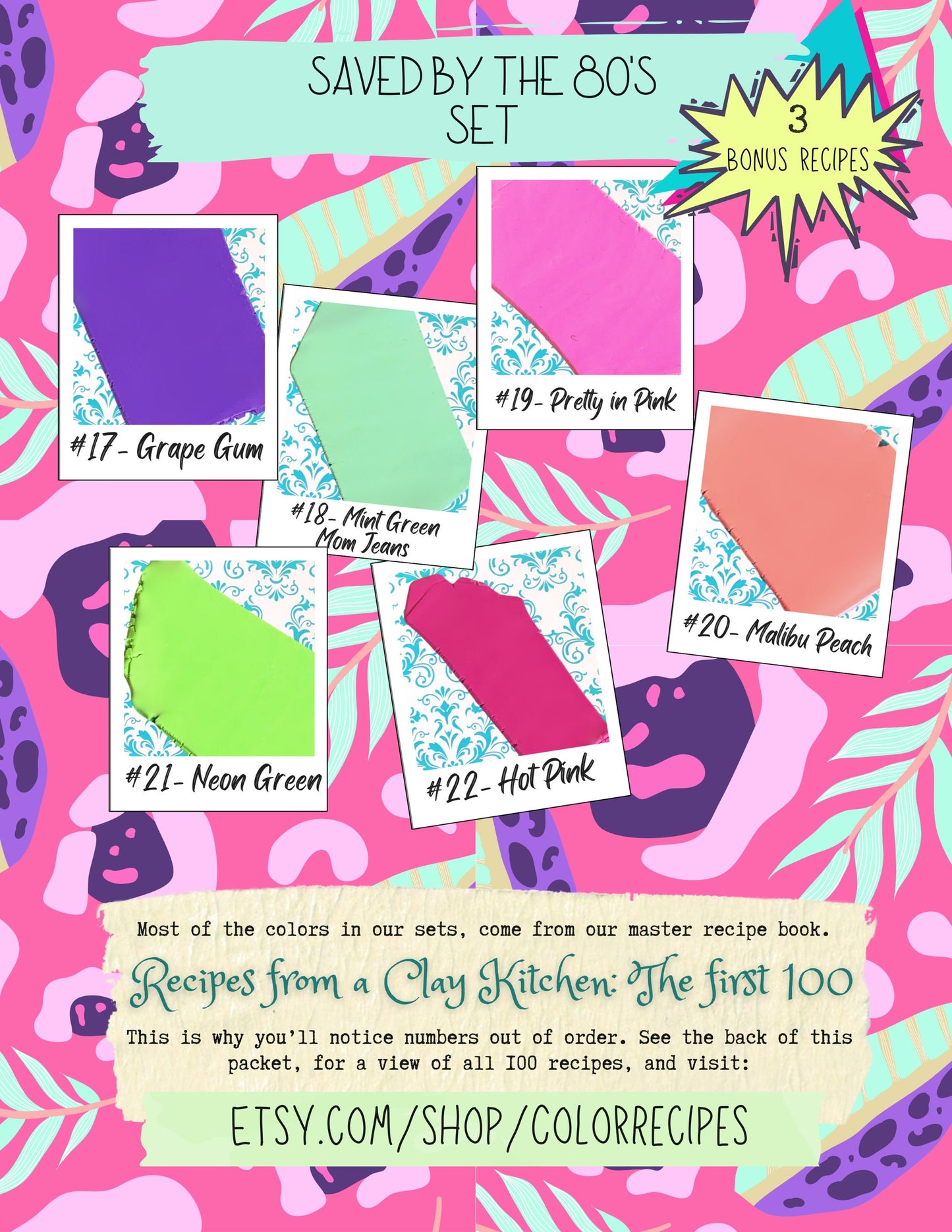 80s Neon Sculpey Premo Polymer Clay Color Recipes (Digital)