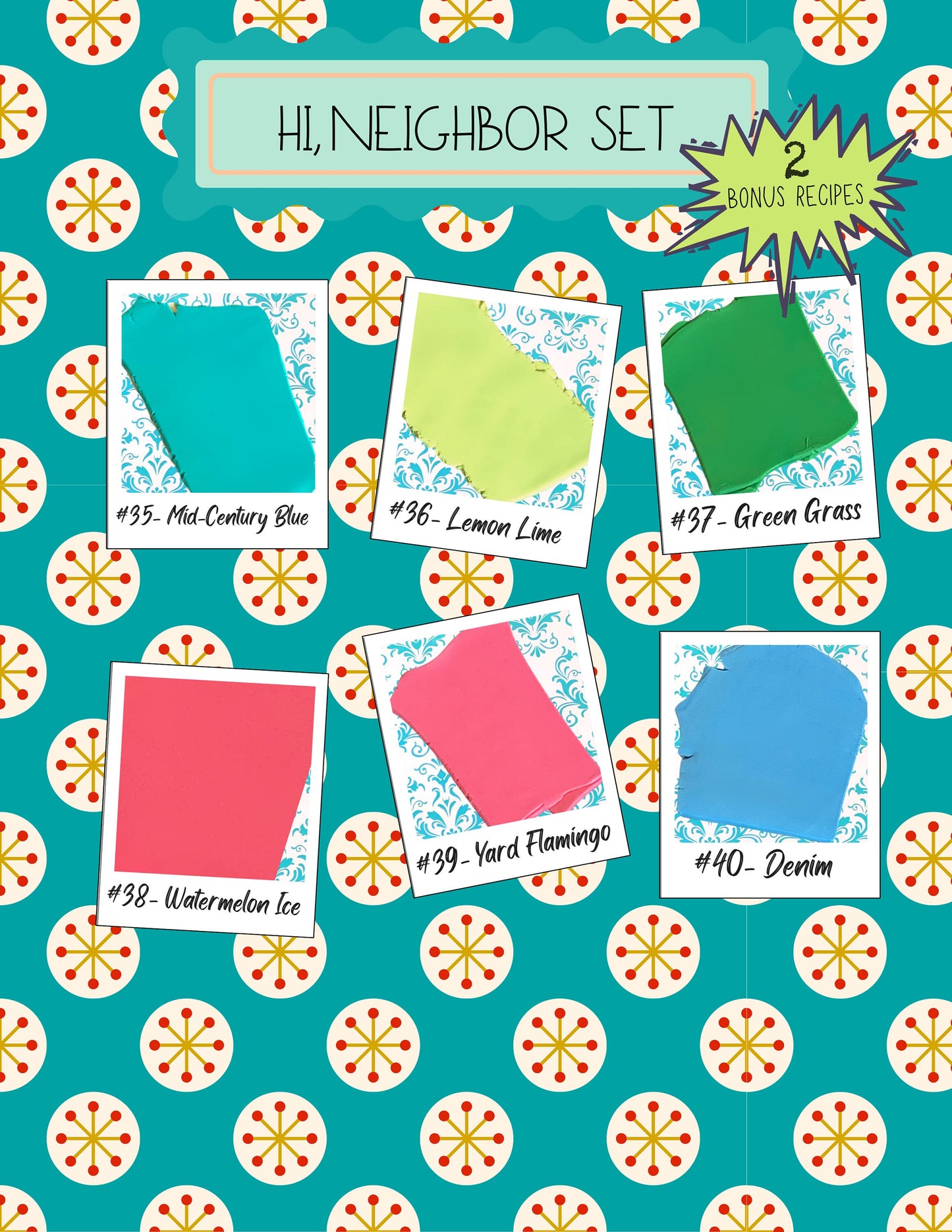 Mid-Century Polymer Clay Color Palette: 6-Color Recipe Set (Digital)