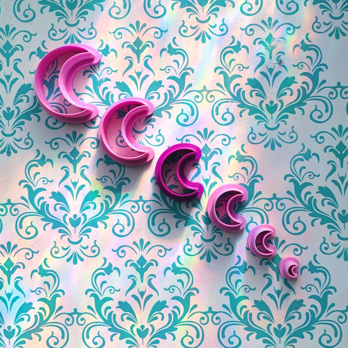 Cresent Moon Cutter for use with Polymer Clay, 6 sizes, .25in (micro) -1.50in, earring/jewelry making, craft supplies/tools, sharp, magic