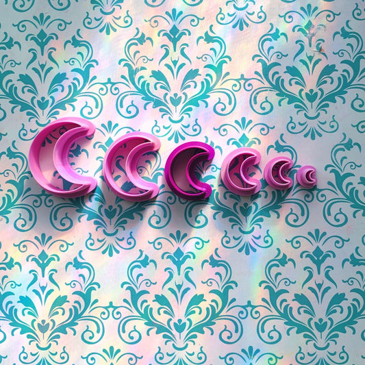 Cresent Moon Cutter for use with Polymer Clay, 6 sizes, .25in (micro) -1.50in, earring/jewelry making, craft supplies/tools, sharp, magic
