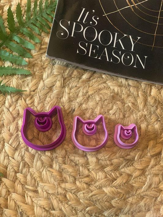 Moon Cat cutters for Polymer Clay, witchy, autumn, spooky, halloween, witchcraft, clay craft, earring/jewelry making supplies/tools, 3 sizes