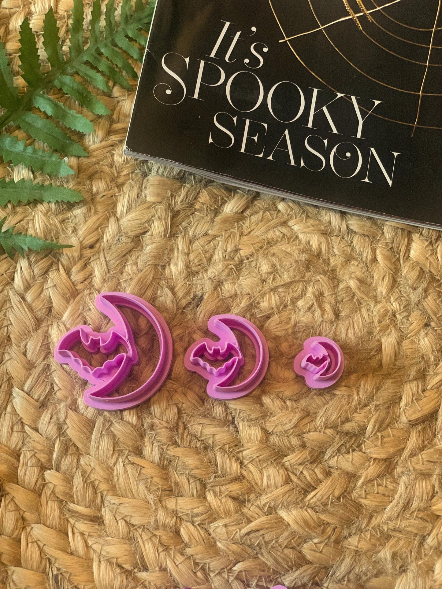 Moon Bat cutter for Polymer Clay, 3 sizes, witchy, autumn, spooky, halloween, witchcraft, clay craft, earring/jewelry making supplies/tools