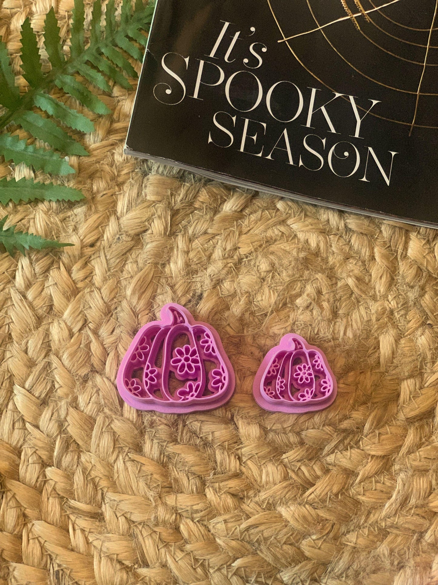 Floral Pumpkin Polymer Clay Cutter: Halloween Jewelry Supplies