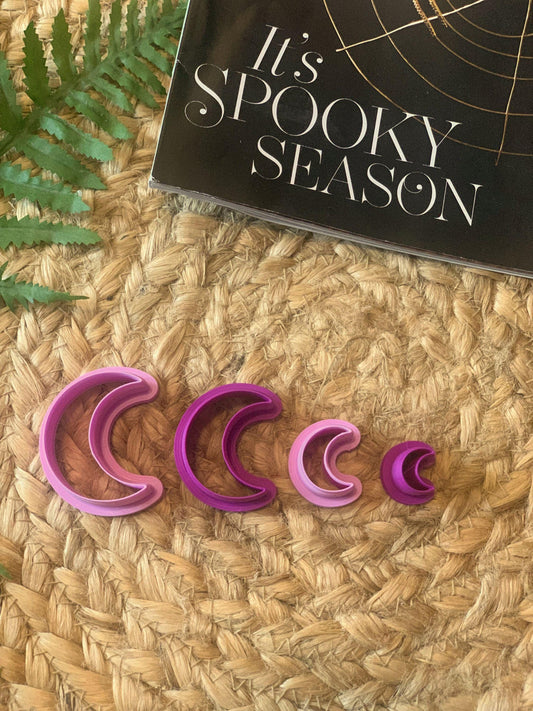 Cresent Moon cutter, Polymer Clay, witchy, autumn, spooky, halloween, witchcraft, clay craft, earring/jewelry making supplies/tools, 4 sizes