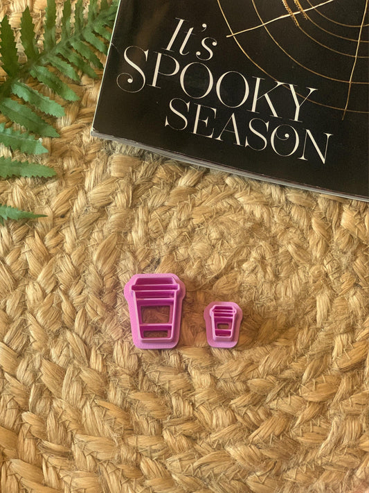 Travel Coffee cutter for Polymer Clay, autumn, spooky, halloween, cozy, clay craft, stud earrings/jewelry making supplies/tools, 2 sizes