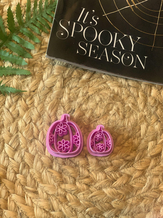 Pumpkin & Flowers Polymer Clay Cutter: Spooky Halloween Jewelry Supplies