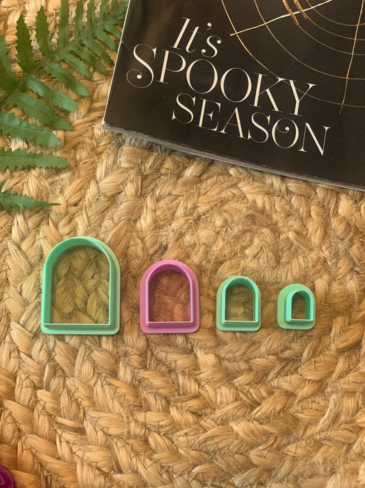 Arch cutters for Polymer Clay, 4 sizes, .25in (micro) -1.50in, clay crafts, earring/jewelry making supplies/tools, sharp, frame, window