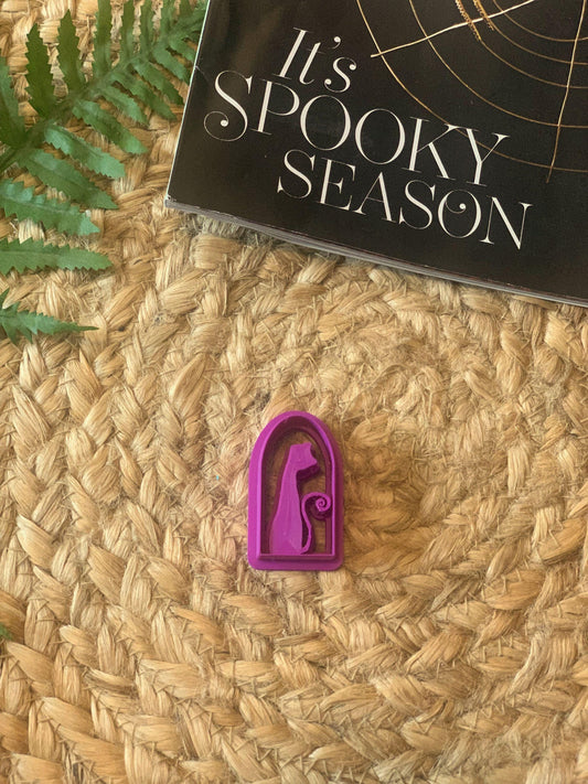 Cat in window cutter for Polymer Clay, witchy, autumn, spooky, halloween, cat lover, clay craft, earring/jewelry making supplies/tools