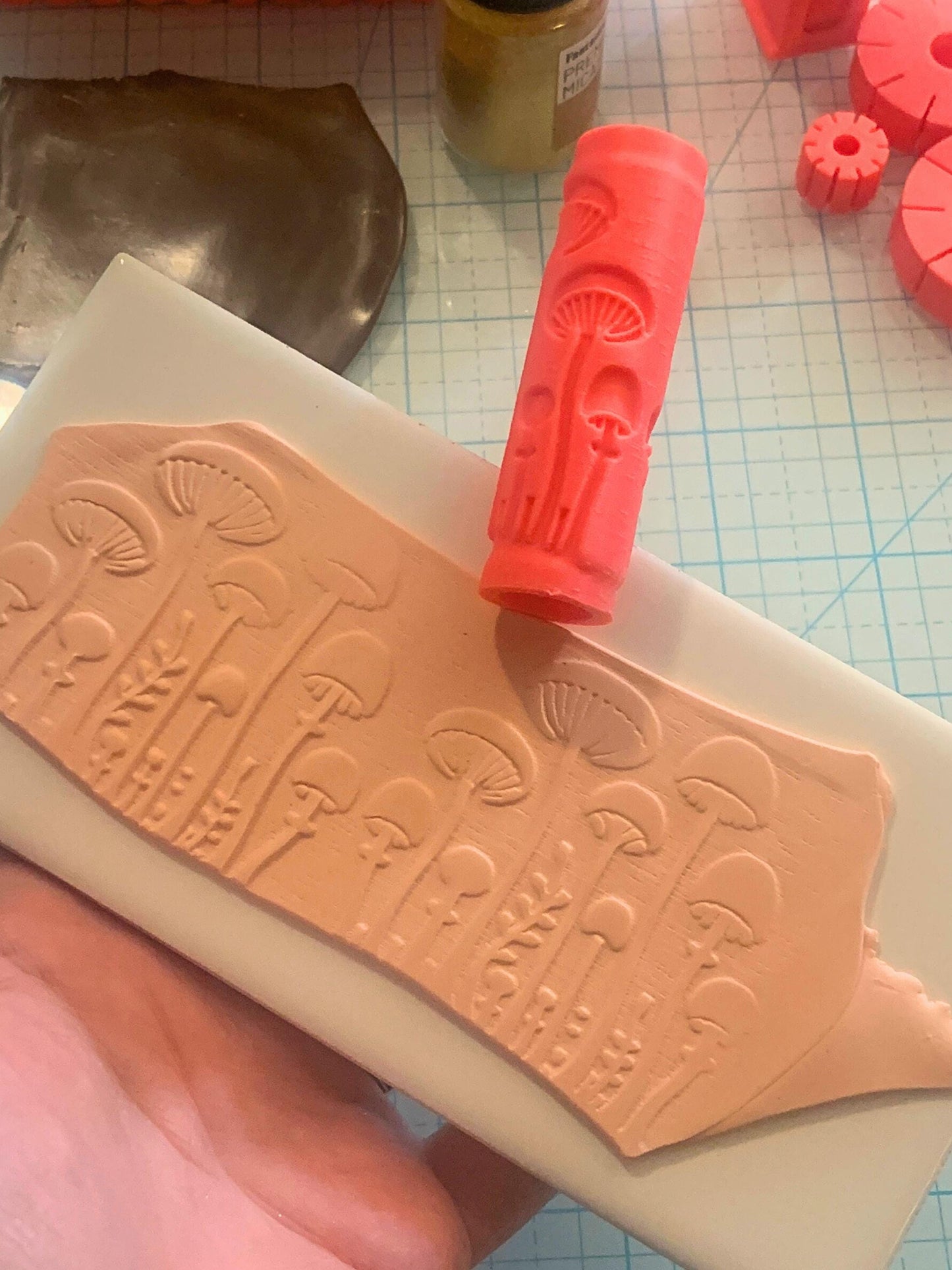 Mushroom Woodland Texture Roller for Polymer Clay, supplies and tools, clay crafts, diy