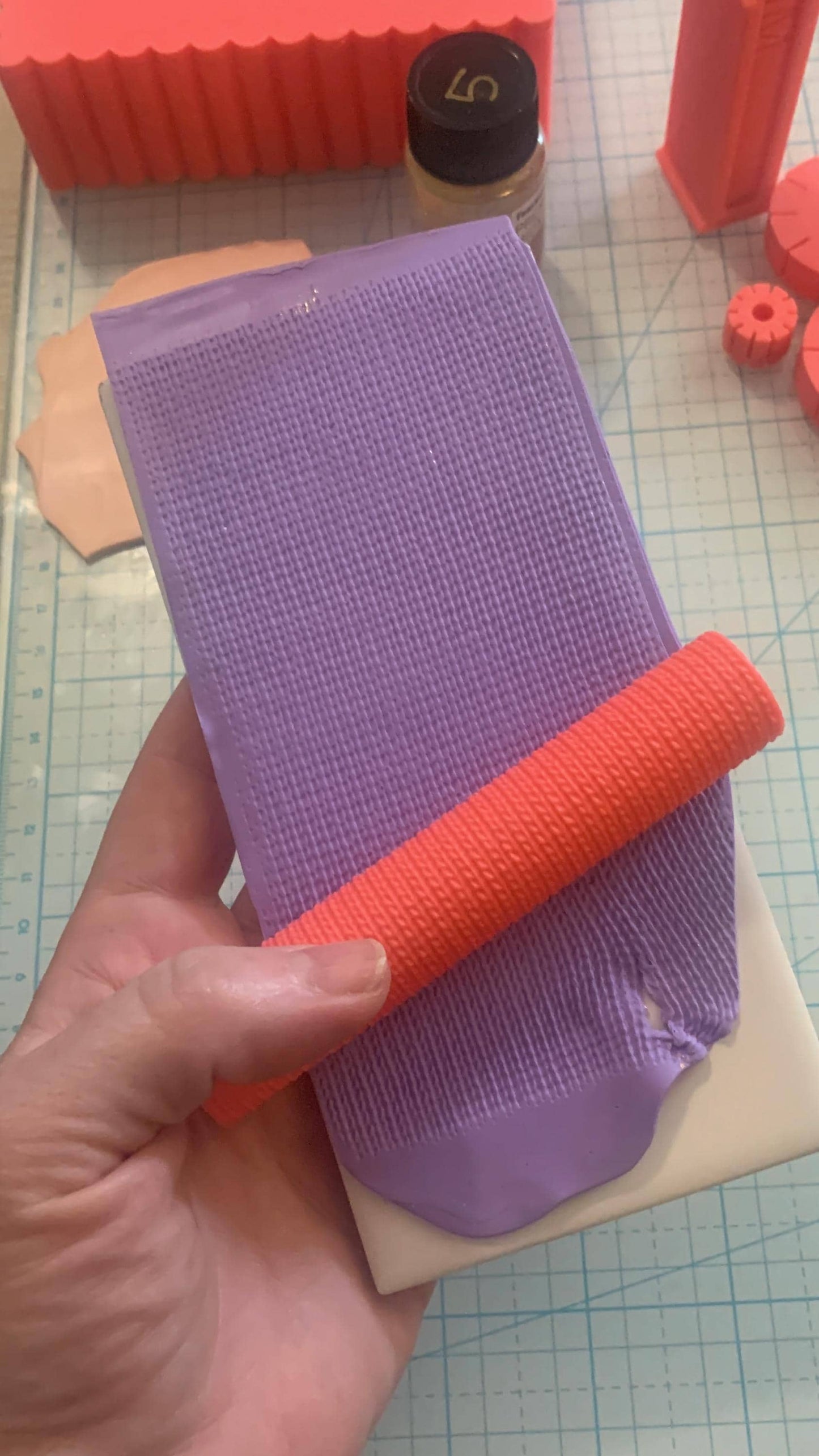 Cotton Texture Roller for Polymer Clay, supplies and tools, fabric texture