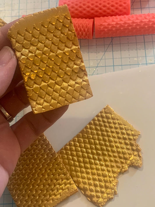 Mermaid/Dragon Scale Texture Rollers for Polymer Clay, four different styles, reptile, fish scales