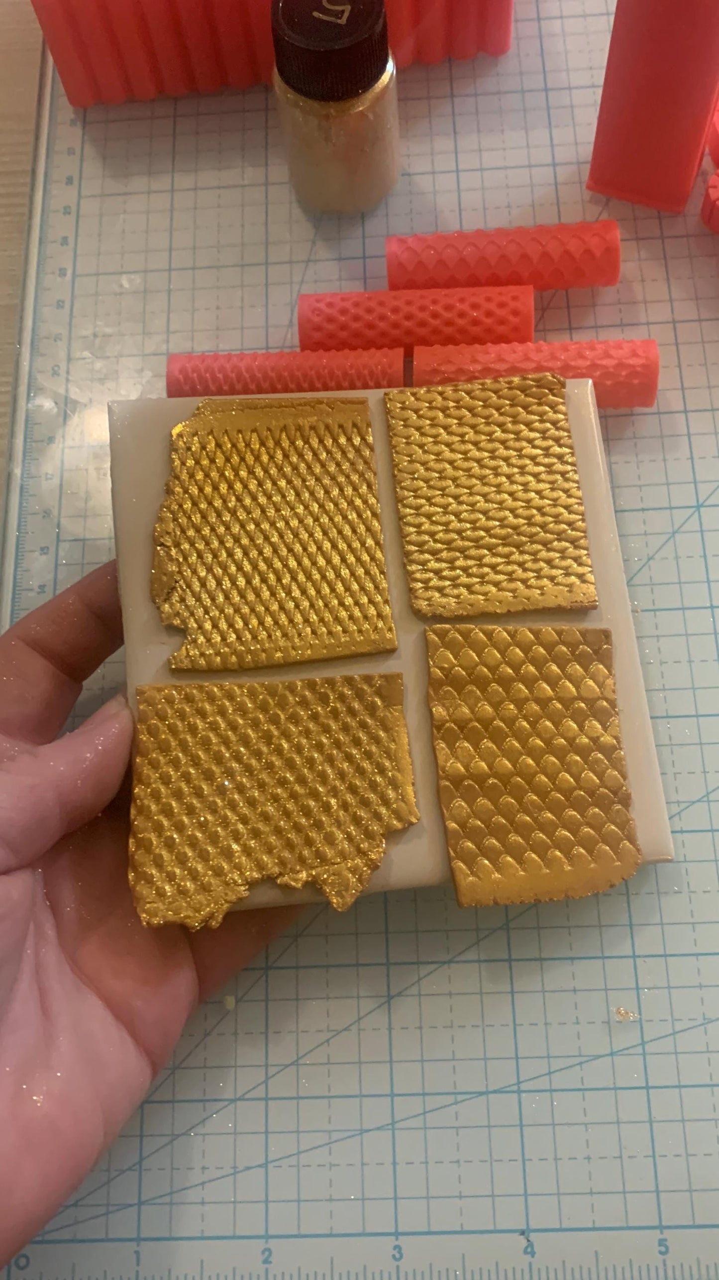Mermaid/Dragon Scale Texture Rollers for Polymer Clay, four different styles, reptile, fish scales
