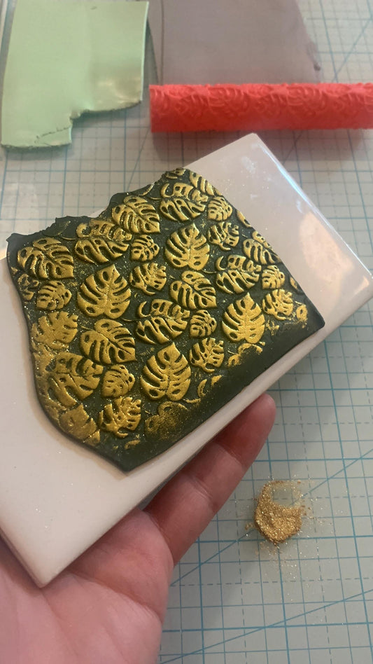 Monstera Texture Roller for Polymer Clay, supplies and tools, plant pattern