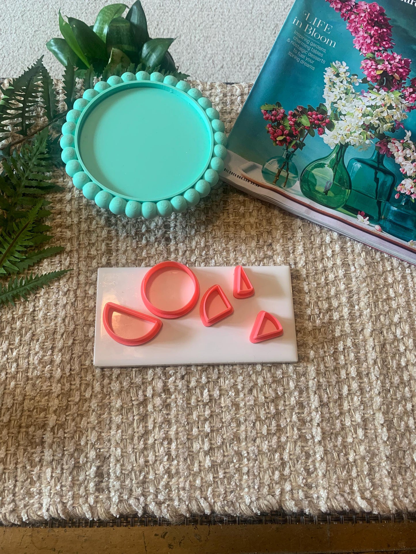 Polymer Clay Fraction Cutter Set: 1.5in Circle, 1/2, 1/4, 1/8, 1/16, to use with color mixes