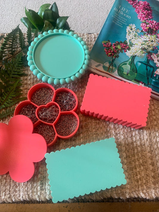 Flower organizer box, supplies and tools, jewelry making, container, small dividers