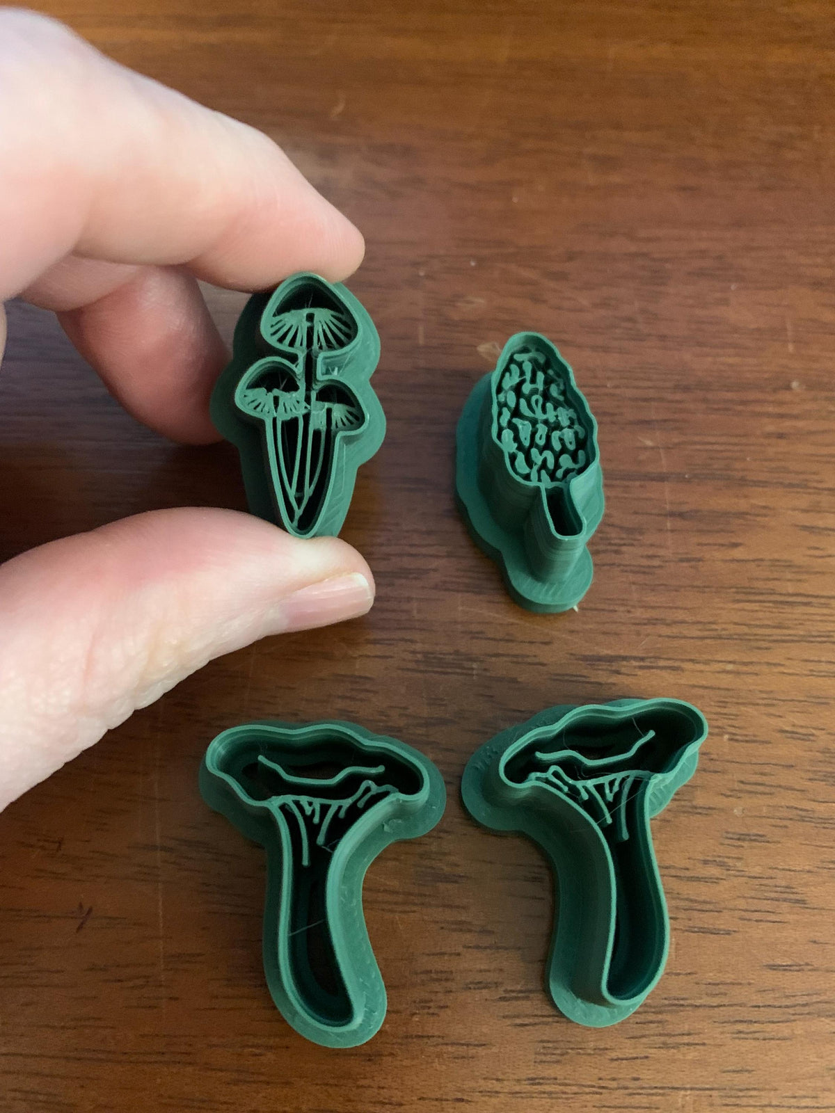 Mushroom 4 pack Polymer Clay Cutters: Morel, Chanterelle, Pixie Caps