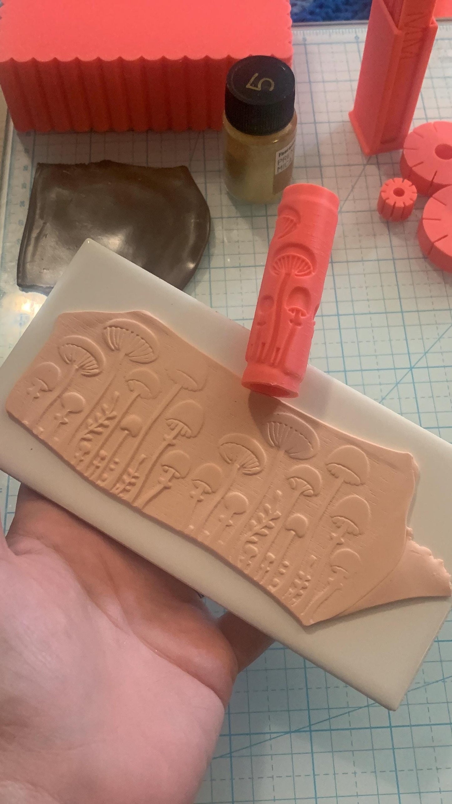 Mushroom Woodland Texture Roller for Polymer Clay, supplies and tools, clay crafts, diy