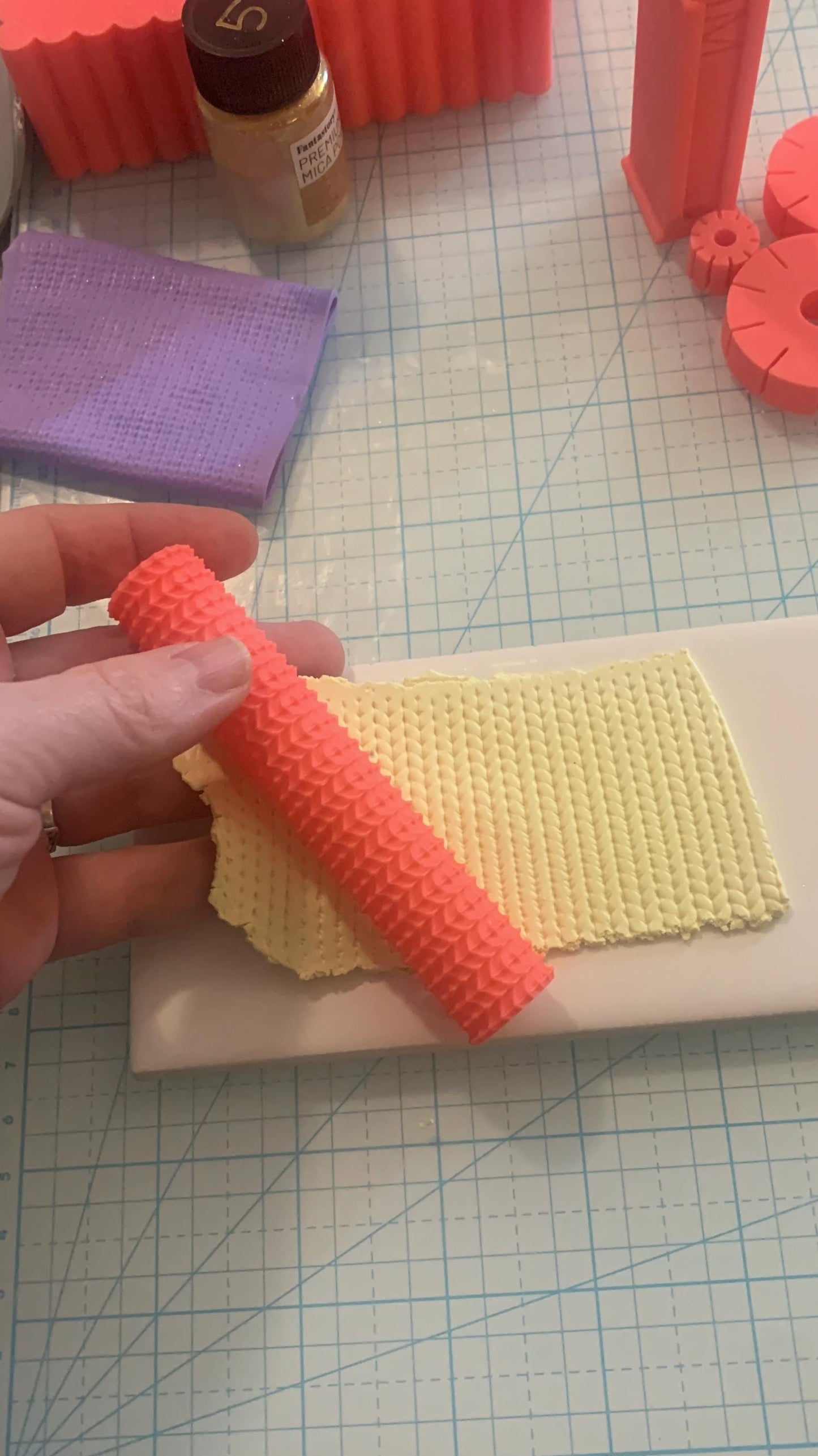 Sweater Texture Roller for Polymer Clay, supplies and tools, fabric, yarn texture
