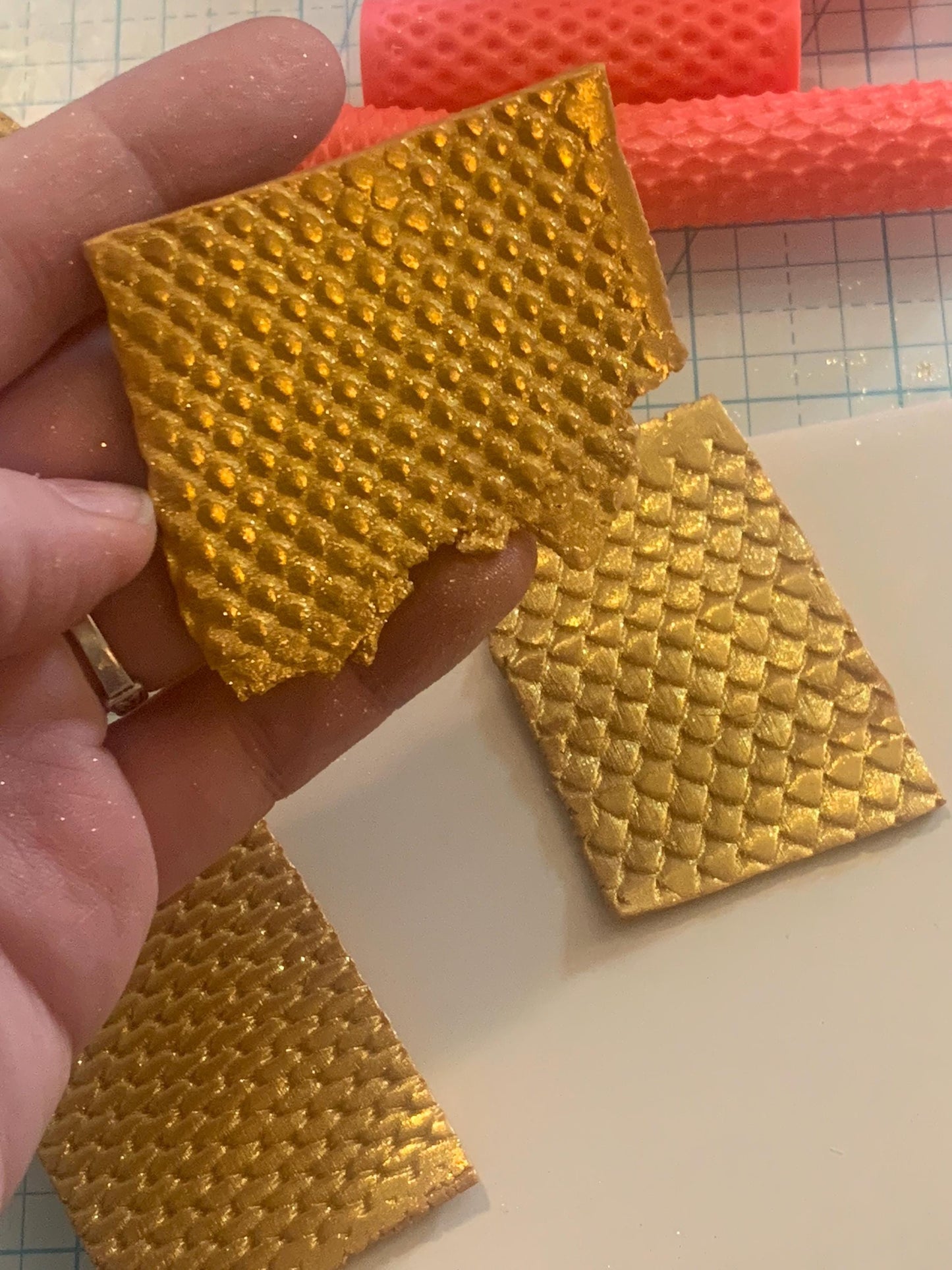 Fish Scale Texture Rollers for Polymer Clay, four different styles, reptile, mermaid, dragon