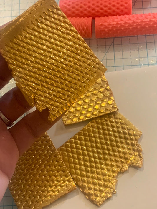Reptile/Dragon Scale Texture Rollers for Polymer Clay, four different styles, mermaid, fish scales