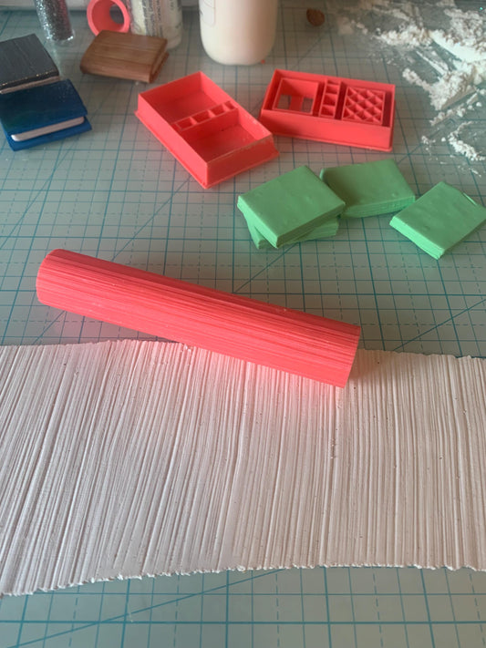 Line Texture Clay Roller, Polymer clay supplies and tools, book pages, brushed metal