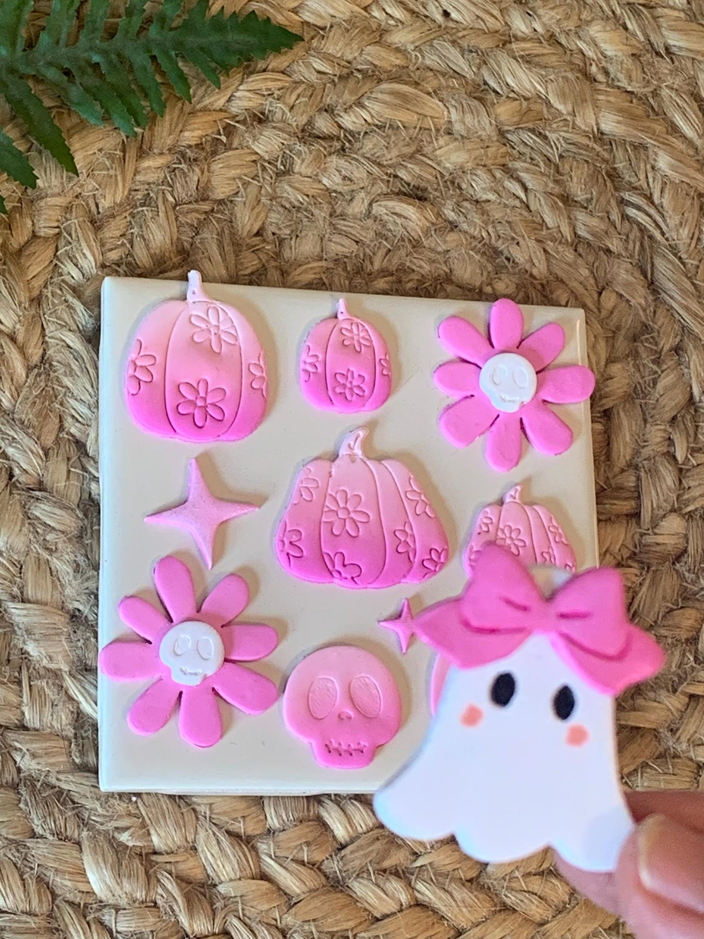 Pumpkin & Flowers Polymer Clay Cutter: Spooky Halloween Jewelry Supplies