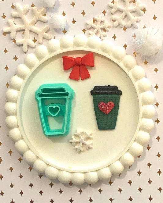 Coffee Travel Heart Polymer Clay Cutter: cozy, hot cocoa, clay tools