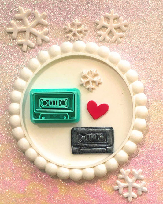 Cassette Tape Polymer Clay Cutter: retro vintage Christmas nostalgia, clay tools, music
