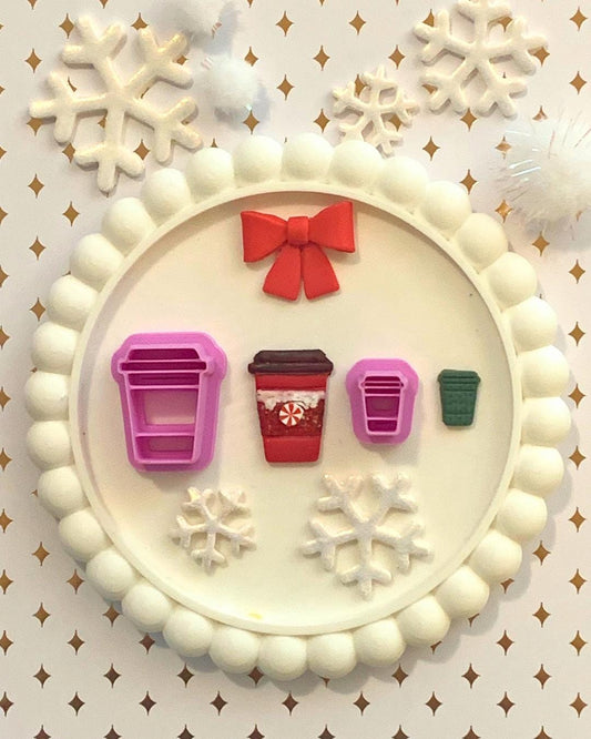 Travel Coffee cup Polymer Clay Cutter: cozy, hot cocoa, clay tools