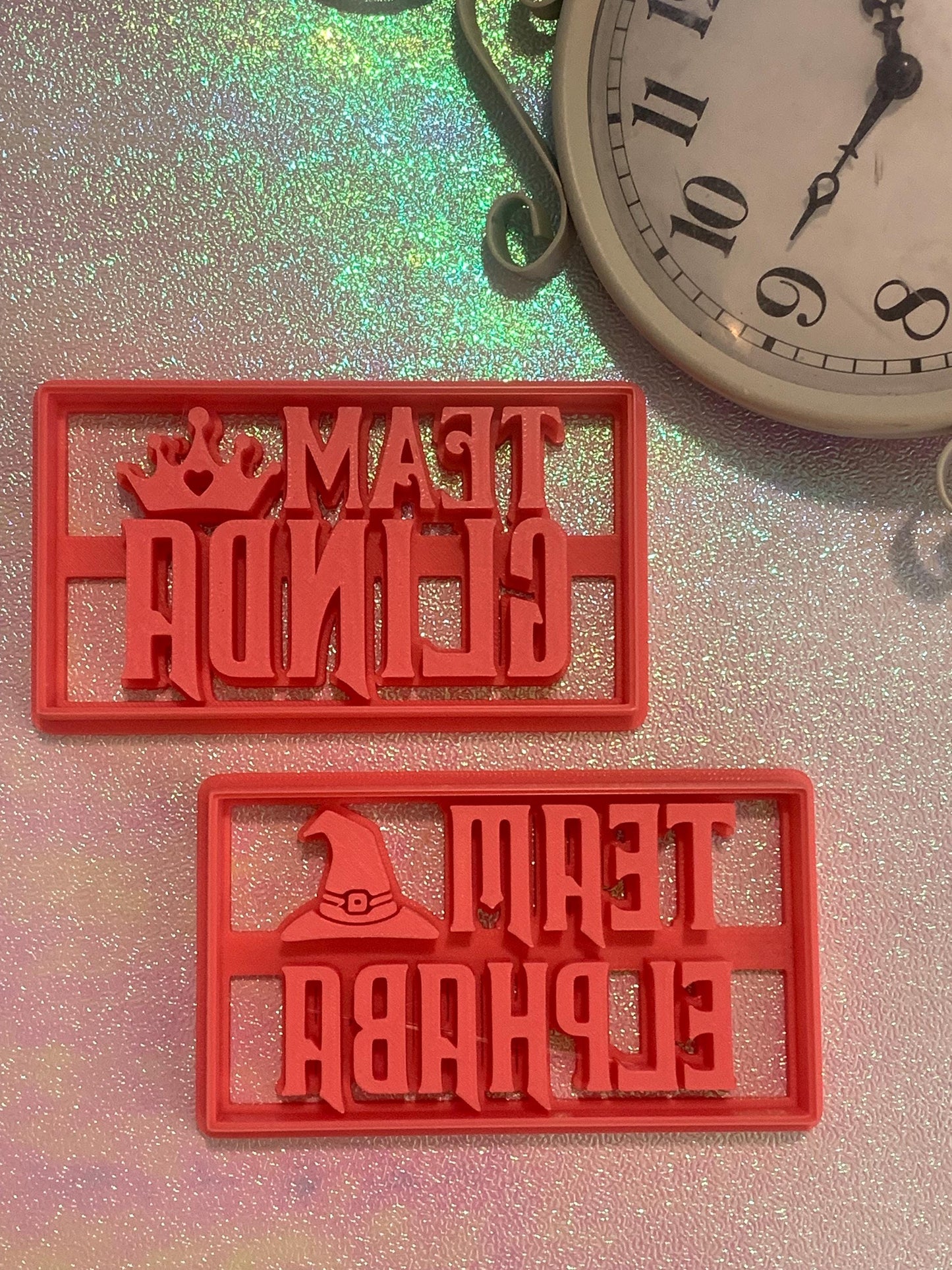 Wicked inspired Trinket dish cutter, Team Glinda, Team Elphaba, clay tool,