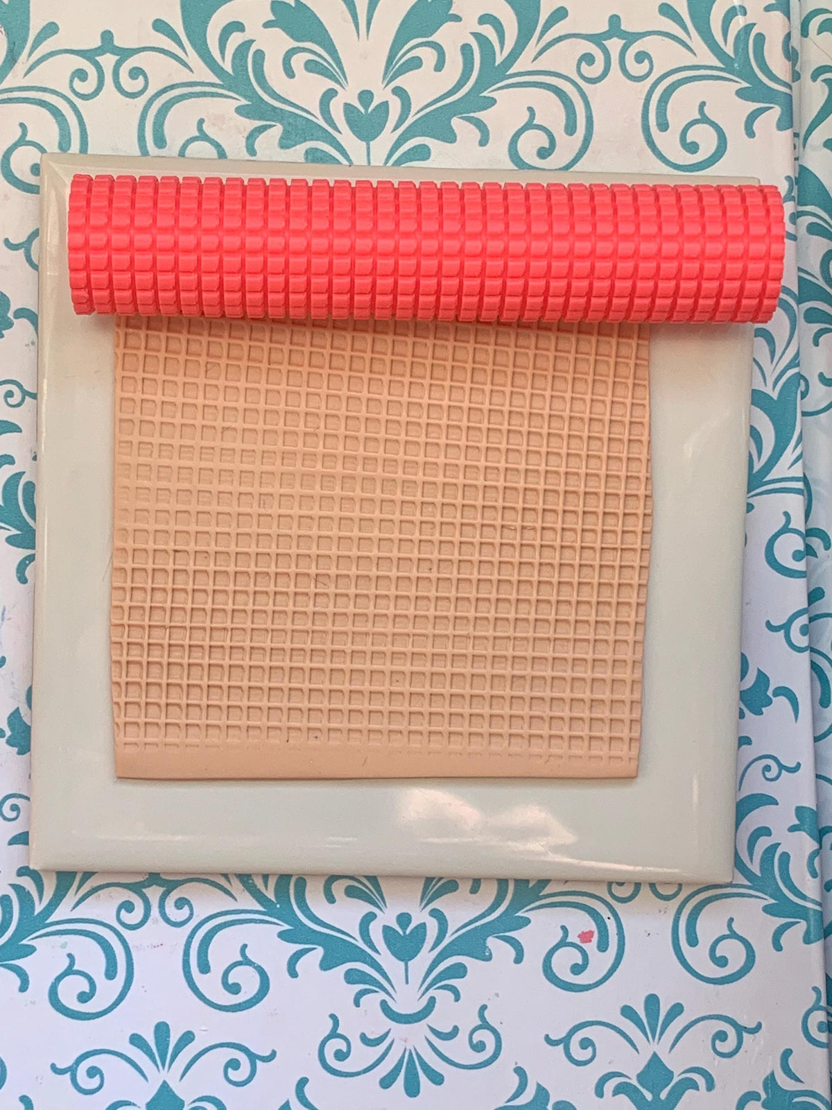 Waffle Texture Roller for Polymer Clay | Earring & Slab Grid Pattern