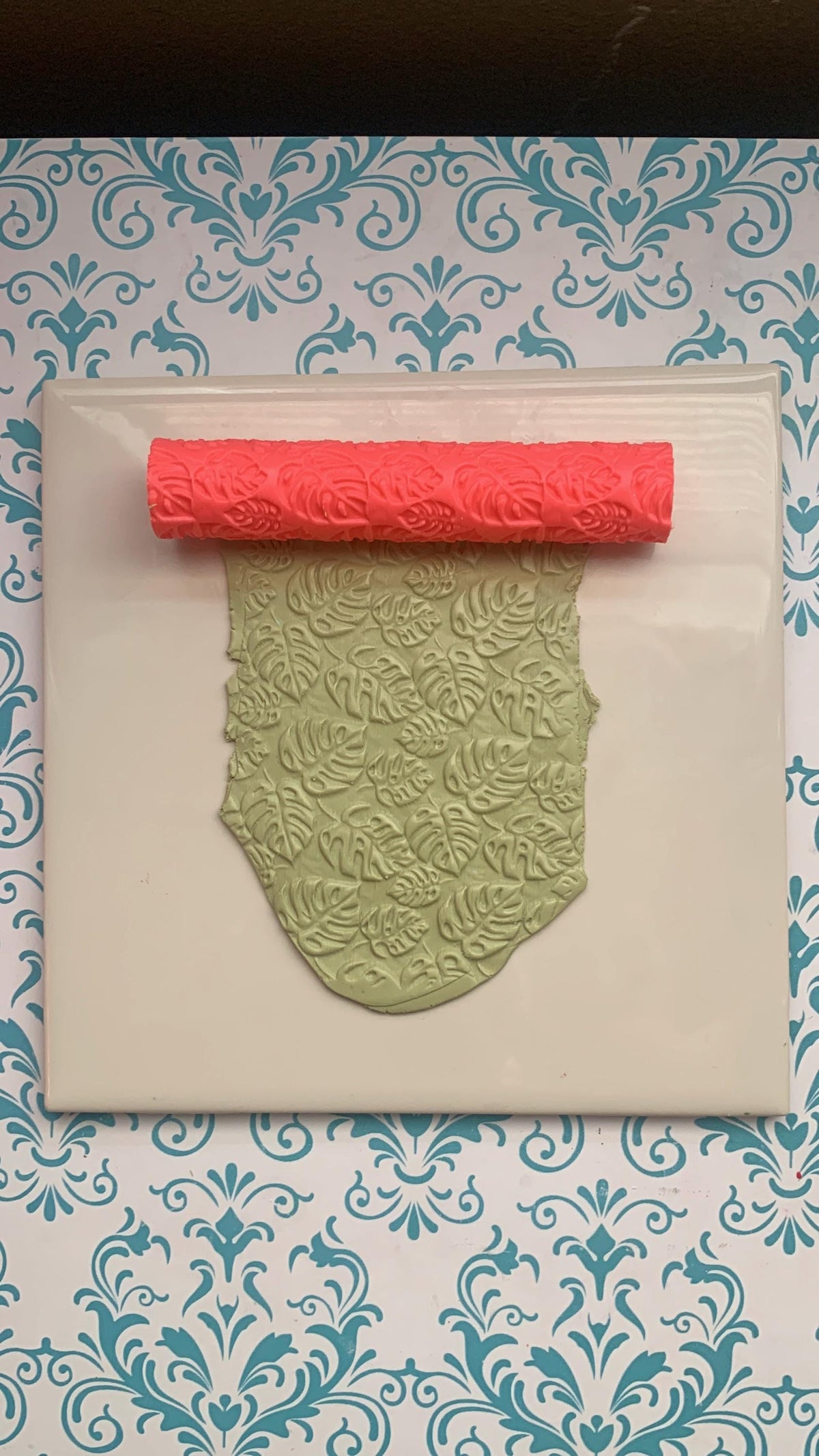Monstera Texture Roller for Polymer Clay, supplies and tools, plant pattern
