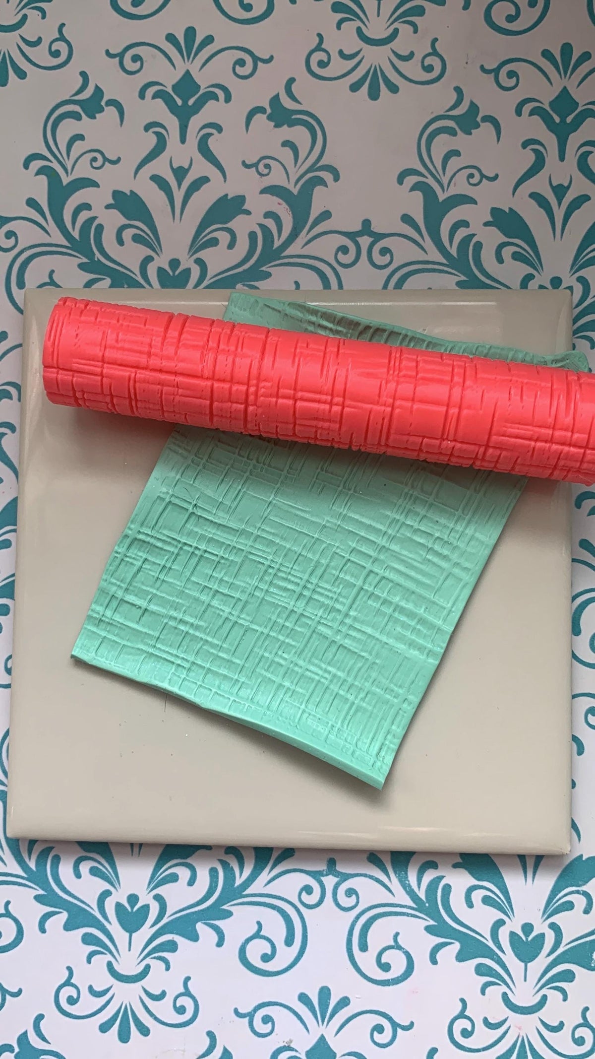 Crosshatch Linen Texture Roller for Polymer Clay | Fabric Pattern texture