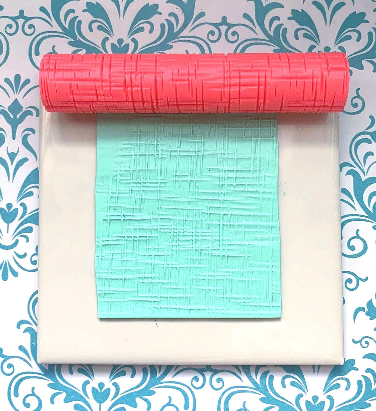 Crosshatch Linen Texture Roller for Polymer Clay | Fabric Pattern texture