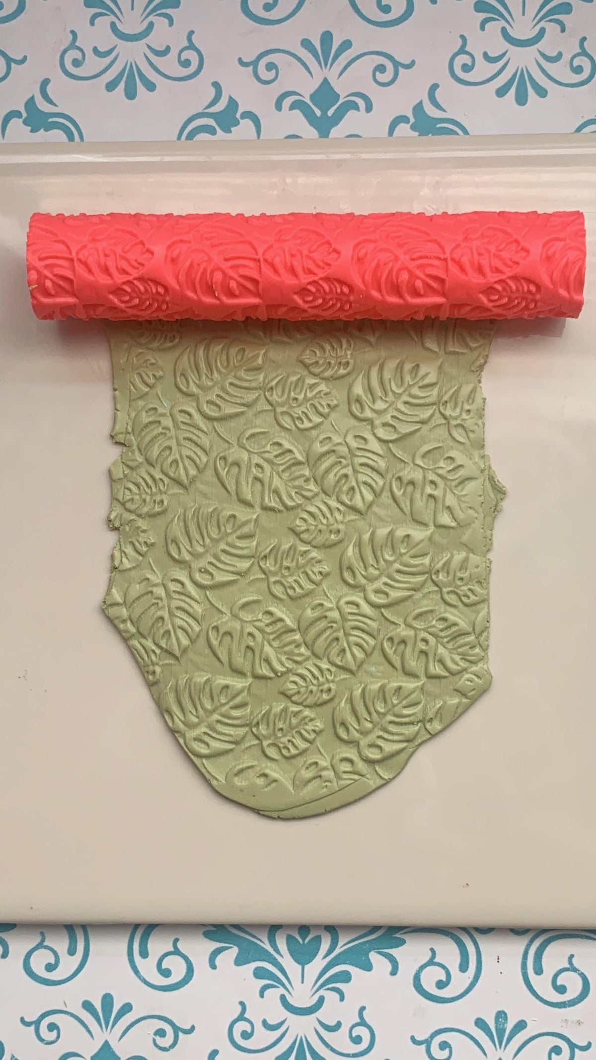 Monstera Texture Roller for Polymer Clay, supplies and tools, plant pattern