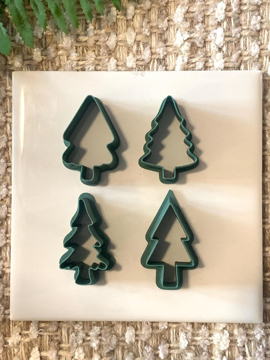 Evergreen Tree Four Pack Polymer Clay Cutter | Clay Jewelry & Earring Making Tool | Nature Outdoor