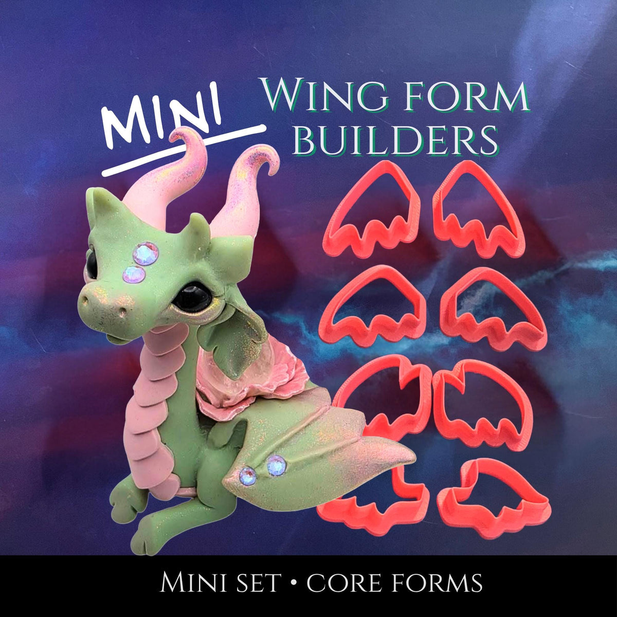 Micro Dragon Wings 4 pack | 1-Inch Fantasy Wing Pairs | Polymer Clay Cutters