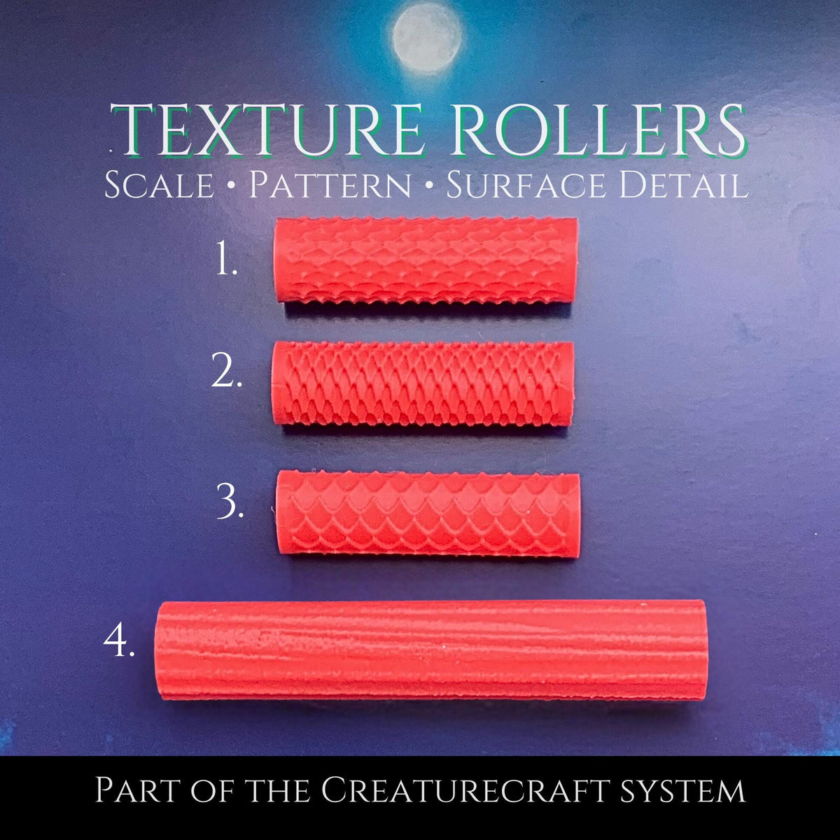 Scale Texture Roller Library |  Polymer Clay Dragon and Fantasy Creature Sculpting | Creaturecraft System