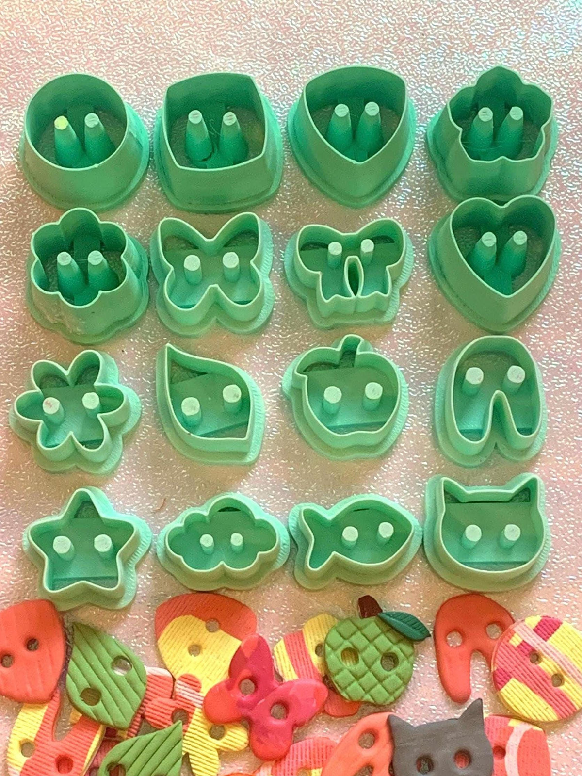 Polymer Clay Button Cutters | 16 Shapes with Centered Holes for Earrings, Charms