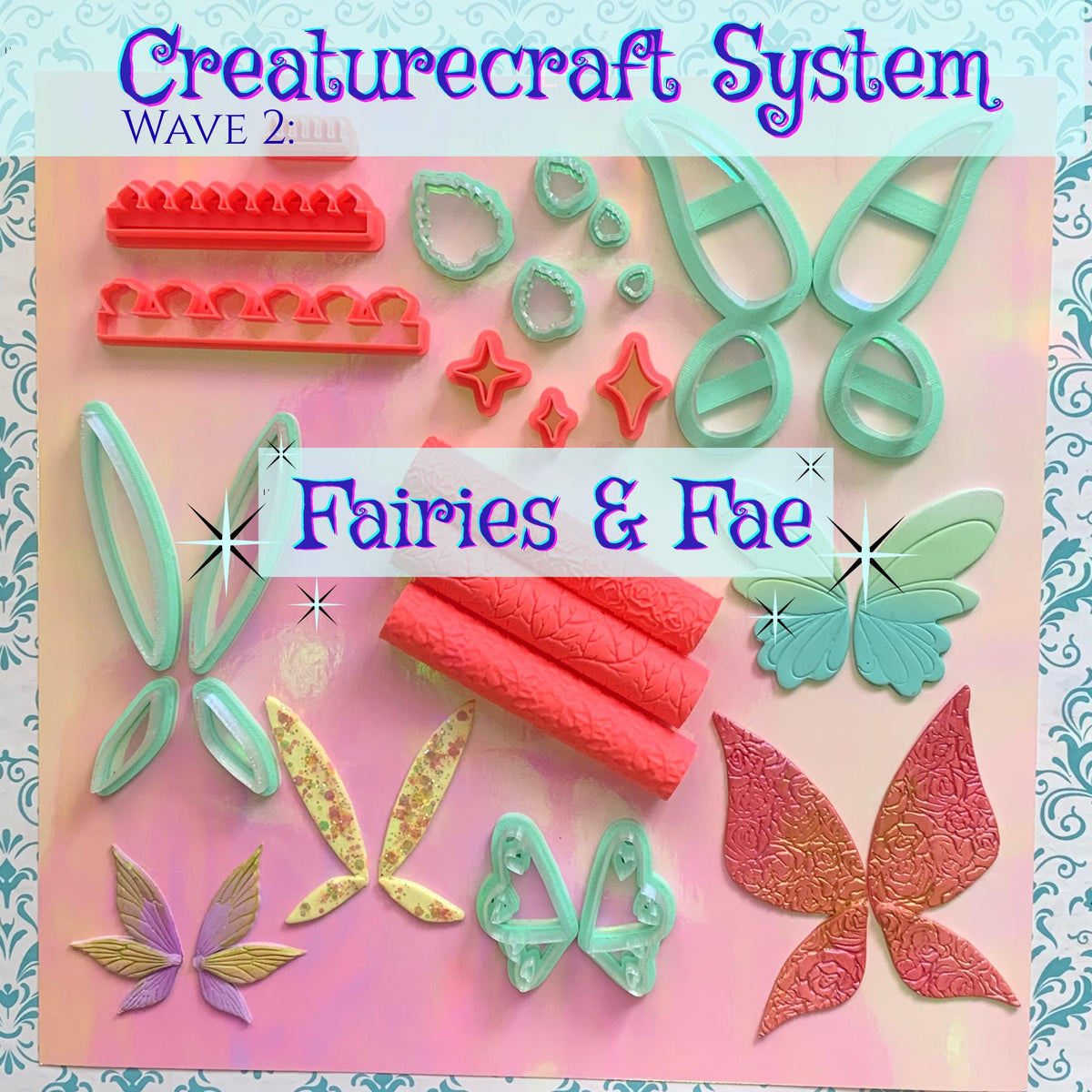 Fairy Cutter Kit for Polymer Clay | Doll Tools, Texture Rollers, Leaf Cutters