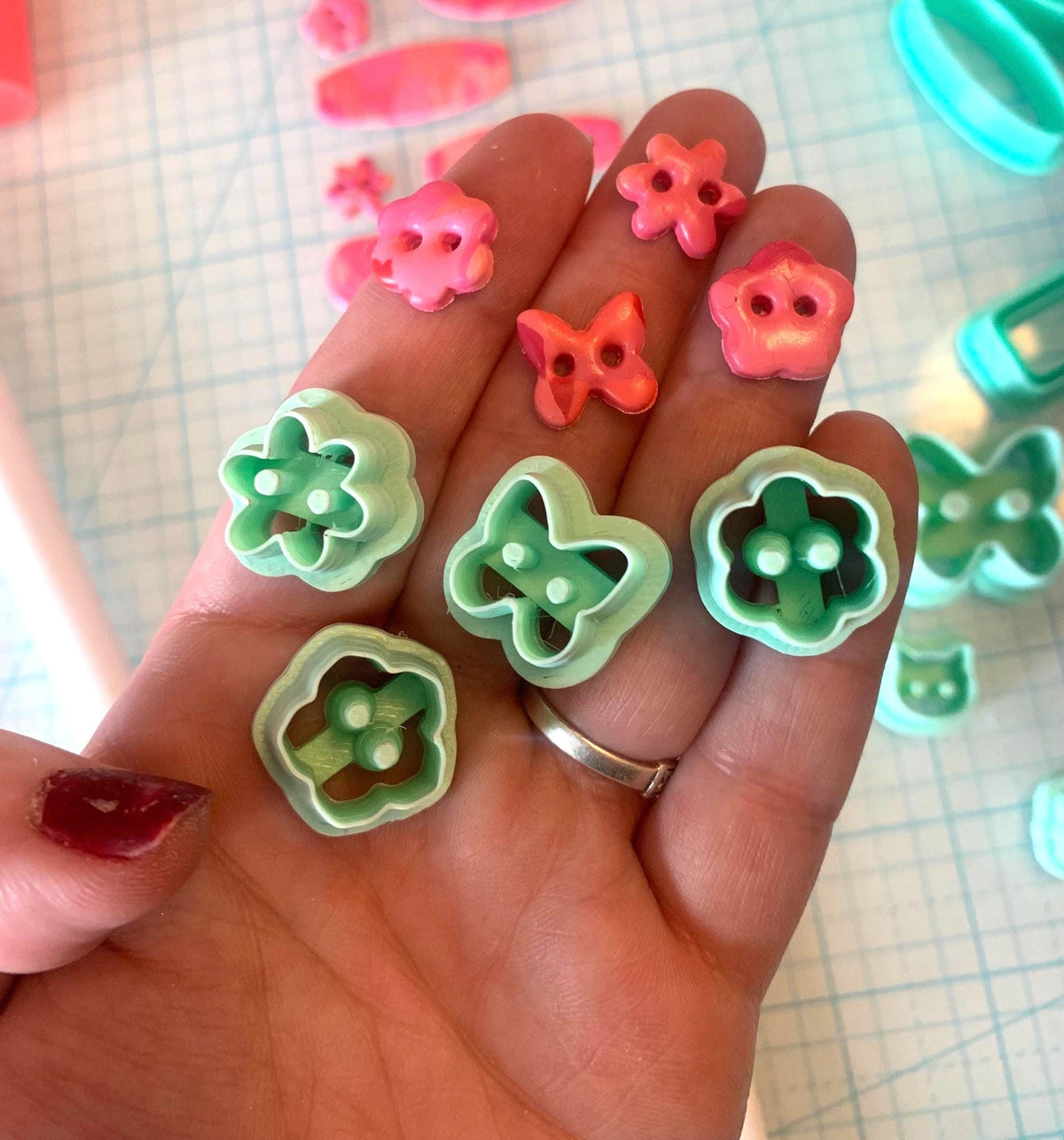 Polymer Clay Button Cutters | 16 Shapes with Centered Holes for Earrings, Charms