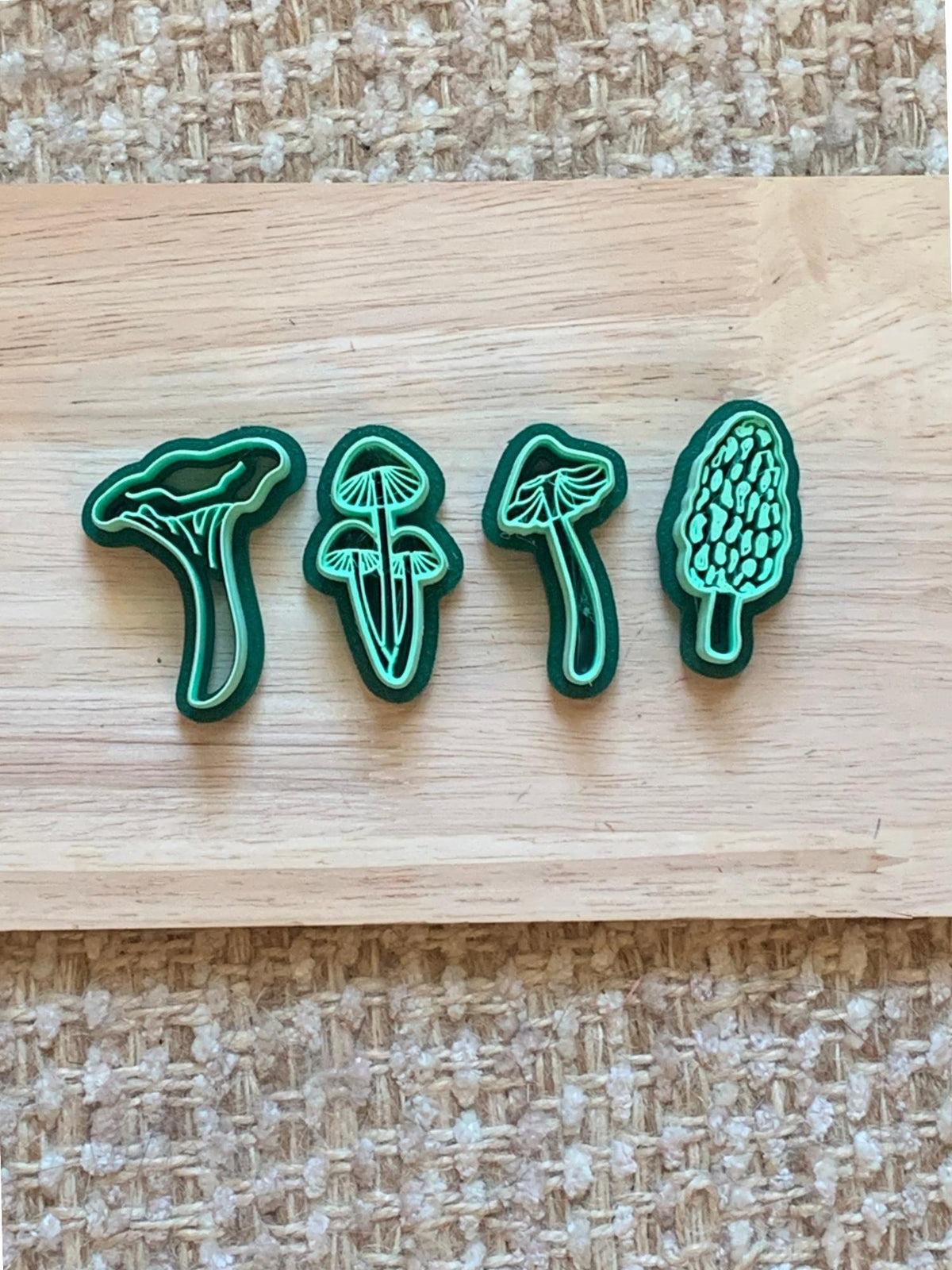 Mushroom 4 pack Polymer Clay Cutters: Morel, Chanterelle, Pixie Caps