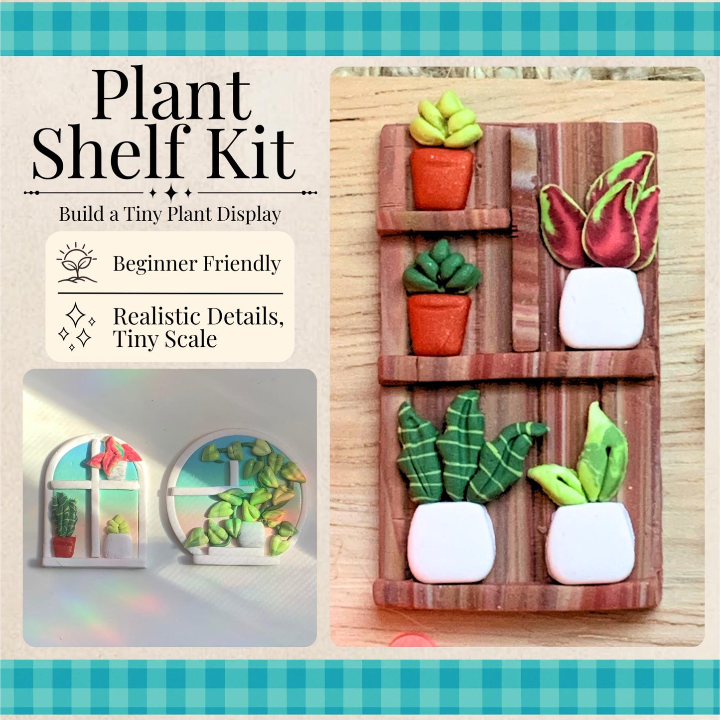 Polymer Clay Plant Shelf Kit  Mini Decor Cutters & Tools (Easy System)