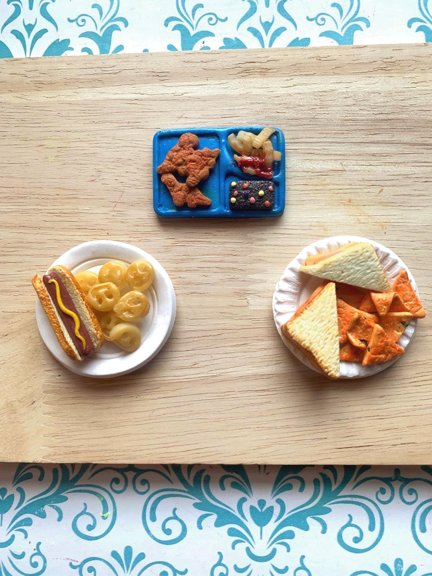 Mini Food Collection Bundle for Polymer Clay | Lunch Tray, Sandwich & Hot Dog Kits