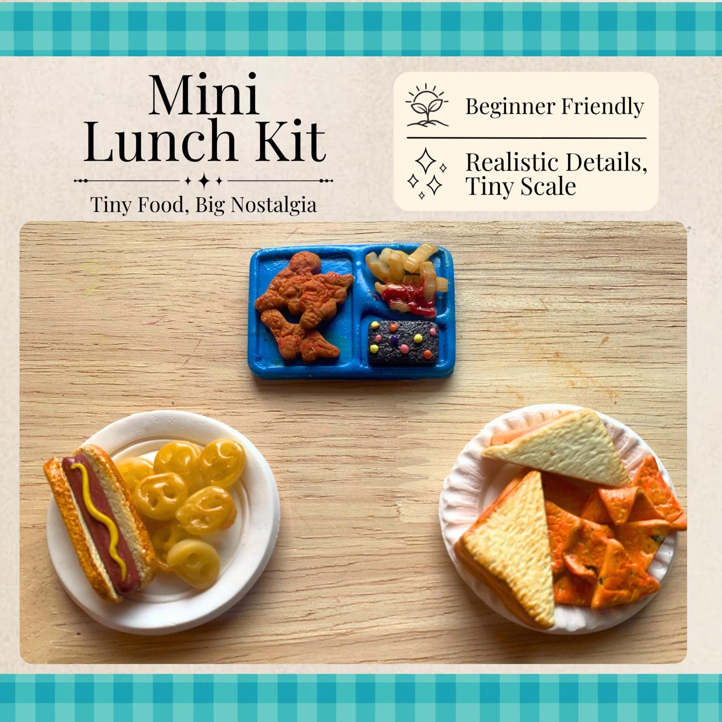 Mini Food Collection Bundle for Polymer Clay | Lunch Tray, Sandwich & Hot Dog Kits
