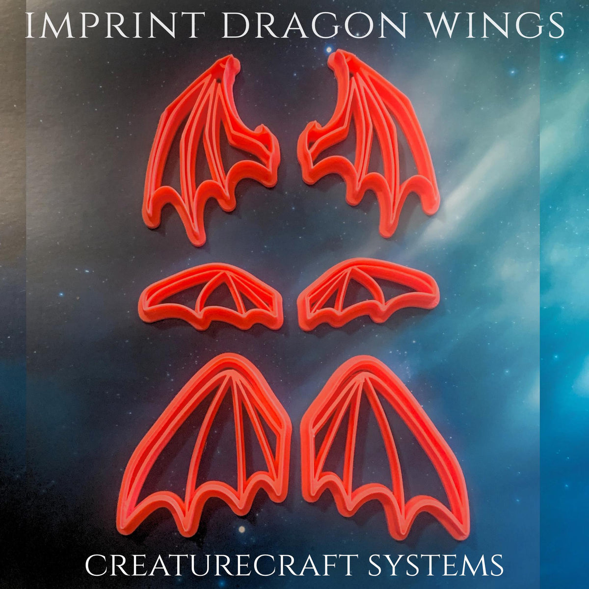 Dragon Wing Imprint Cutters | 7 Fantasy Pairs for Polymer Clay, Creaturecraft System