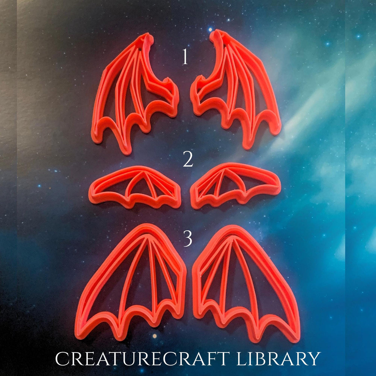 Dragon Wing Imprint Cutters | 7 Fantasy Pairs for Polymer Clay, Creaturecraft System