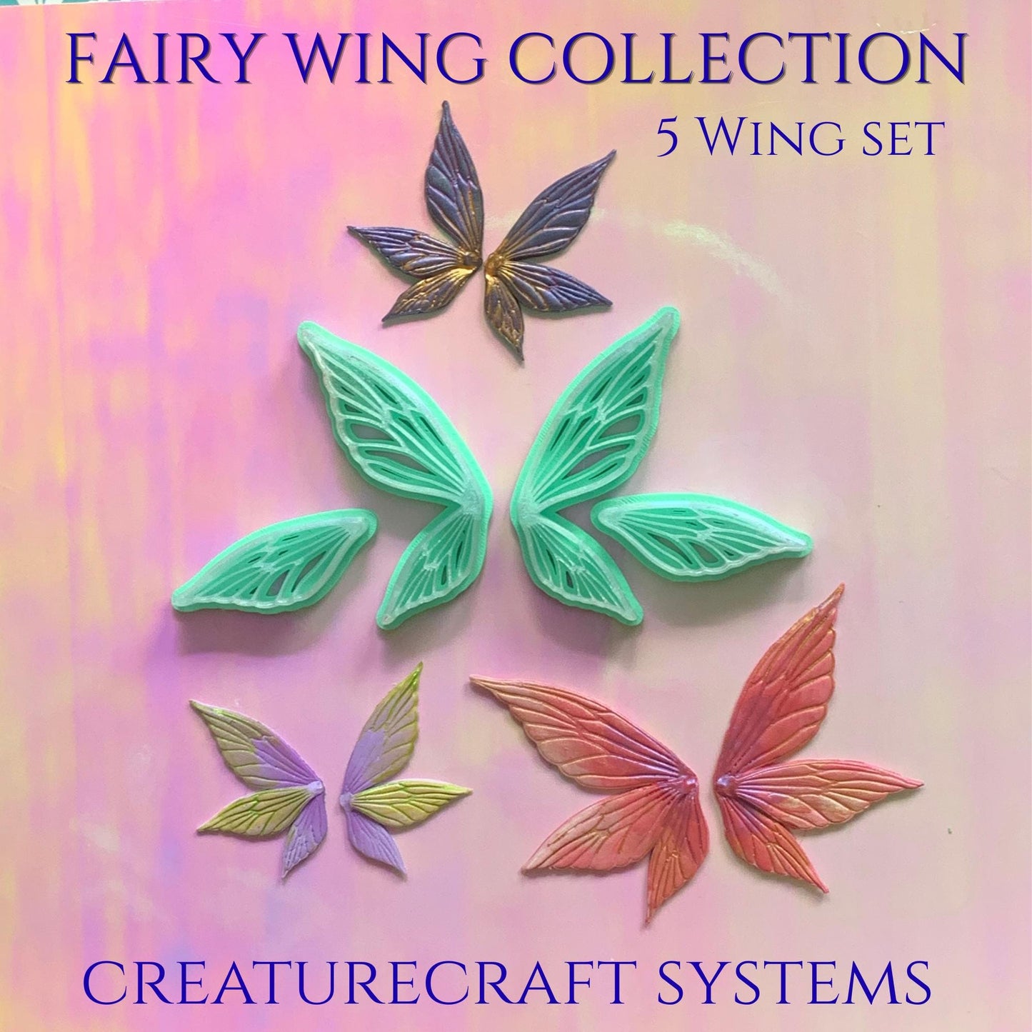 Fairy Wing Cutter Set | 5 Pairs of Polymer Clay Fantasy Wing Cutters | Creaturecraft System